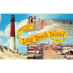 Postcard Greetings from Long Beach Island N.J Vintage Chrome Posted 1939-1970s